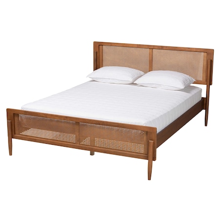 Baxton Studio Gardwin Mid-Century Modern Ash Walnut Finished Wood King Size Platform Bed 235-12778-ZORO